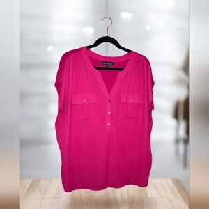 INC International Concepts Fuchsia Blouse with Pockets